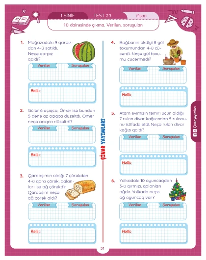 1-ci sinif Məsələ Həll Etməyi Öyrənirəm