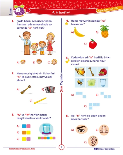 1-ci sinif Azərbaycan Dili Yarpaq Test