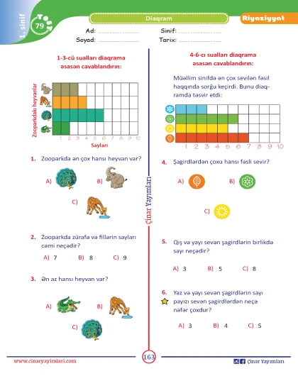 1-ci sinif Riyaziyyat Yarpaq Test