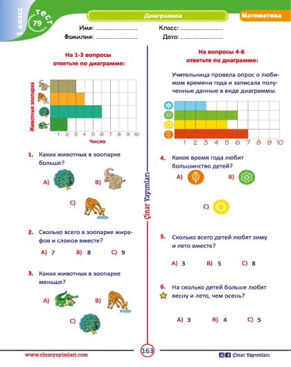 1 класс Математика Листовой Тест