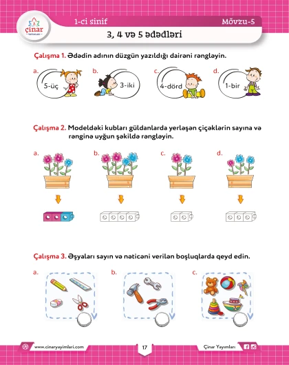 1-ci sinif Riyaziyyat Açıq Tipli Çalışmalar