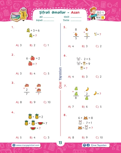 1-ci sinif Beyin Gimnatikası Rəqəmli Məntiq