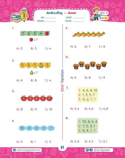 1-ci sinif Beyin Gimnatikası Rəqəmli Məntiq