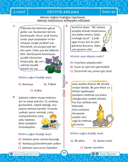 2-ci sinif bütün fənlər mövzu-mövzu SUAL DÜNYASI