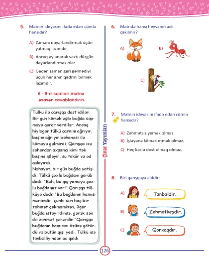 2-ci sinif Azərbaycan Dili Yarpaq Test