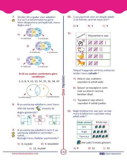 2-ci sinif Riyaziyyat Yarpaq Test