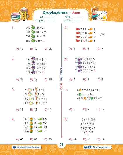 2-ci sinif Beyin Gimnatikası Rəqəmli Məntiq