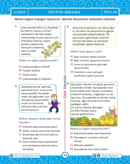 3-cu sinif bütün fənlər mövzu-mövzu SUAL DÜNYASI