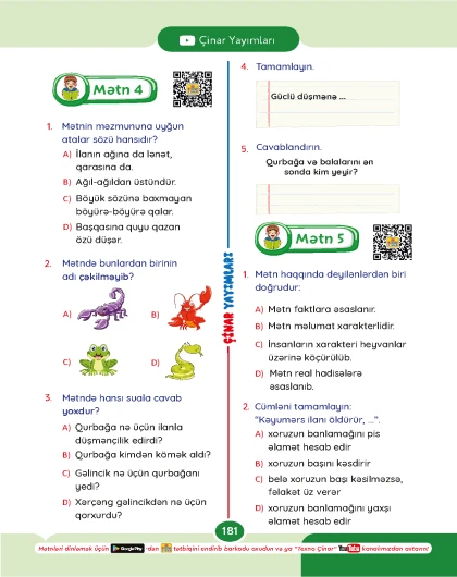 3-cü sinif Oxuyub-anlama və Dinləmə