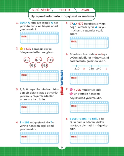 3-cü sinif Məsələ Həll Etməyi Öyrənirəm