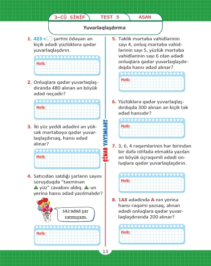 3-cü sinif Məsələ Həll Etməyi Öyrənirəm