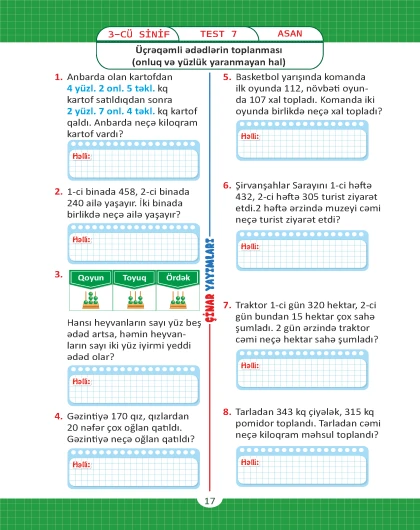 3-cü sinif Məsələ Həll Etməyi Öyrənirəm