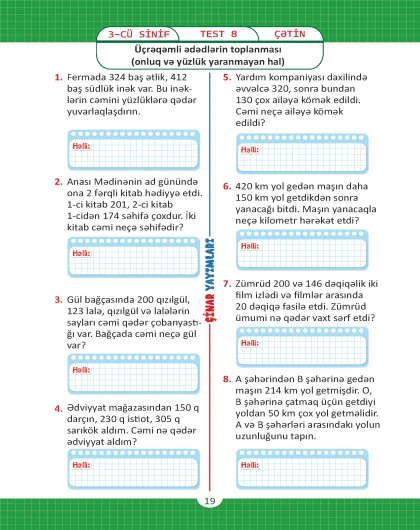 3-cü sinif Məsələ Həll Etməyi Öyrənirəm