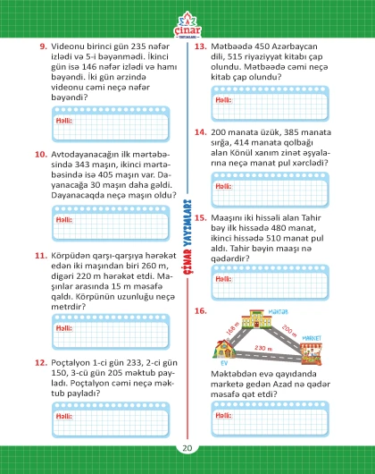 3-cü sinif Məsələ Həll Etməyi Öyrənirəm