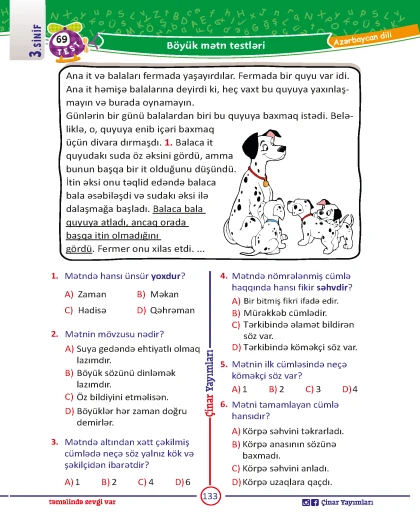 3-cü sinif Azərbaycan Dili Yarpaq Test