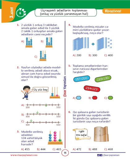 3-cü sinif Riyaziyyat Yarpaq Test