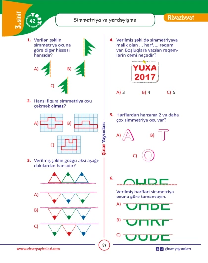 3-cü sinif Riyaziyyat Yarpaq Test