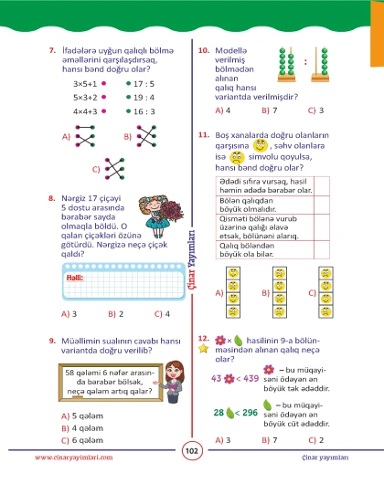 3-cü sinif Riyaziyyat Yarpaq Test