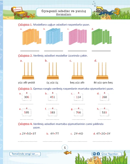 3-cü sinif Riyaziyyat Açıq Tipli Çalışmalar