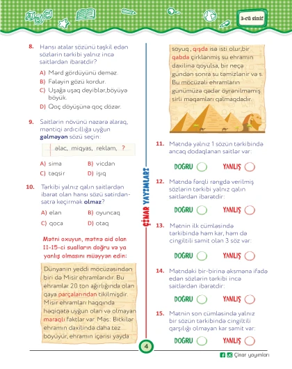 3-cü sinif Mənim Sınaq İmtahanım