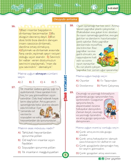 3-cü sinif Mənim Sınaq İmtahanım