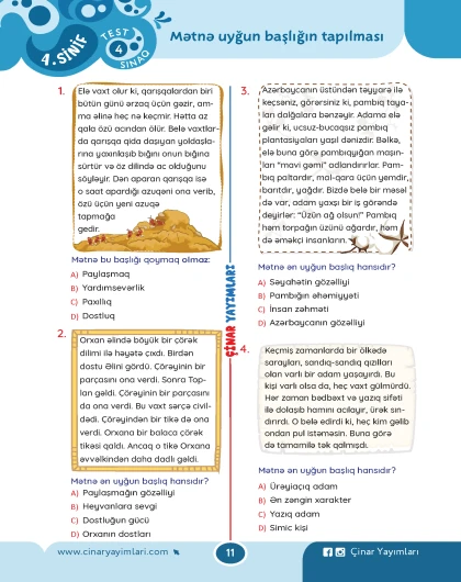 4-cü sinif Oxuyub-anlama və Dinləmə