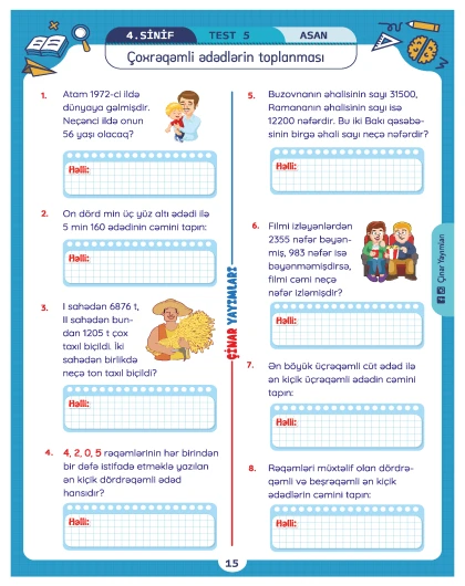 4-cü sinif Məsələ Həll Etməyi Öyrənirəm