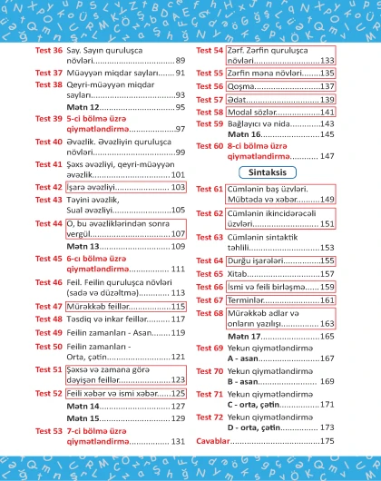 4-cü sinif Azərbaycan Dili Yarpaq Test