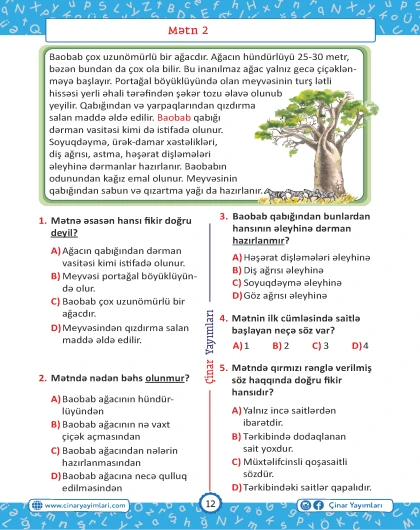 4-cü sinif Azərbaycan Dili Yarpaq Test