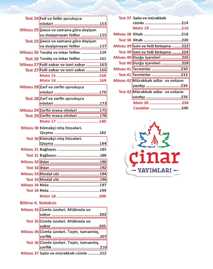 4-cü sinif Ana Dili. Dil qaydaları və Çalışmalar