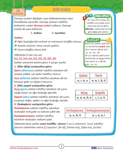 4-cü sinif Ana Dili. Dil qaydaları və Çalışmalar