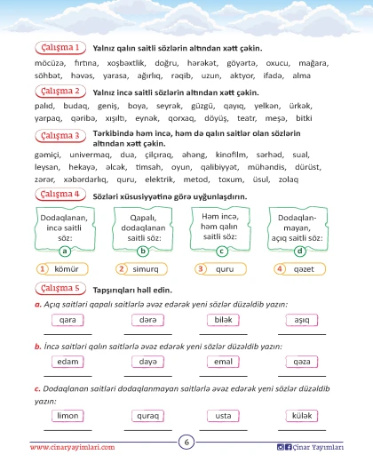 4-cü sinif Ana Dili. Dil qaydaları və Çalışmalar