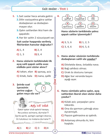 4-cü sinif Ana Dili. Dil qaydaları və Çalışmalar