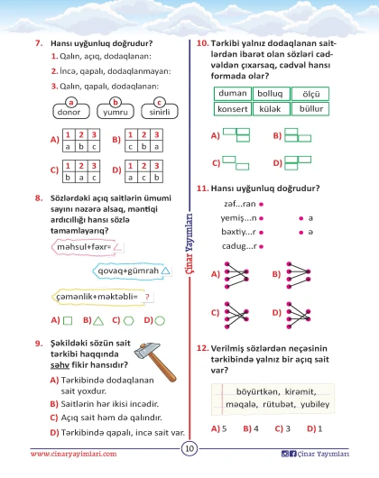 4-cü sinif Ana Dili. Dil qaydaları və Çalışmalar