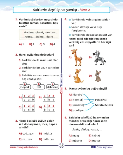 4-cü sinif Ana Dili. Dil qaydaları və Çalışmalar