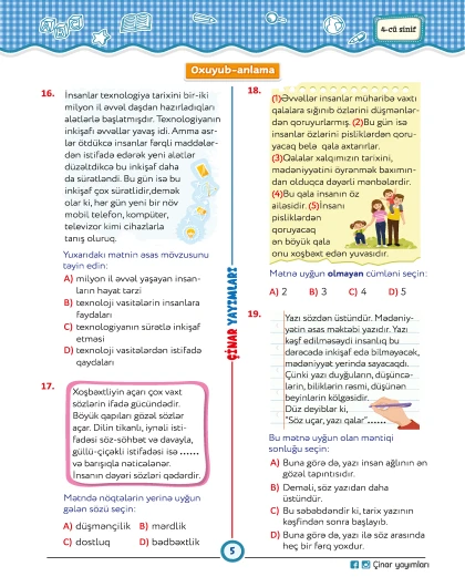 4-cü sinif Mənim Sınaq İmtahanım