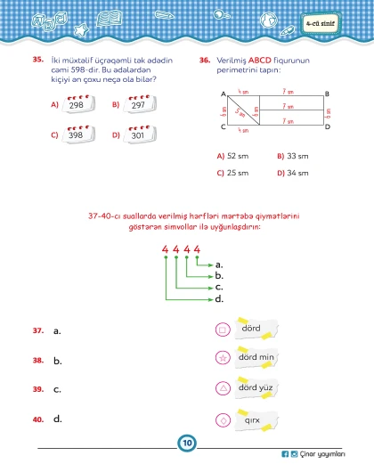 4-cü sinif Mənim Sınaq İmtahanım