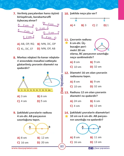 4-cü sinif Riyaziyyat Yarpaq Test