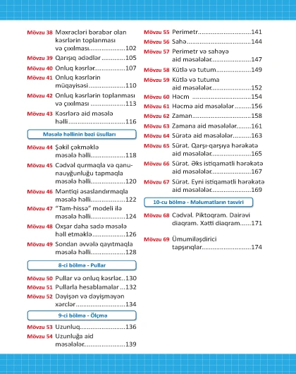 4-cü sinif Riyaziyyat Çalışmalar və Didaktik materiallar