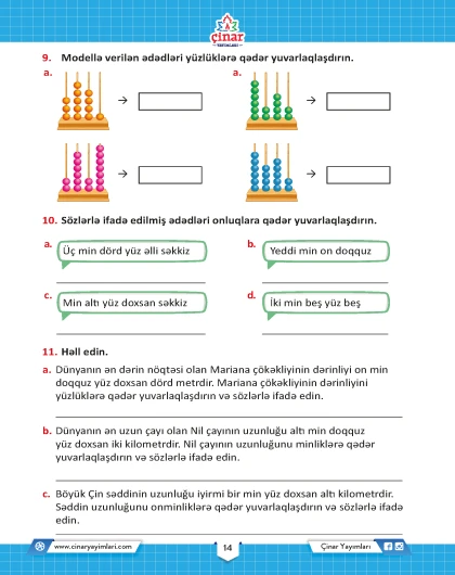 4-cü sinif Riyaziyyat Çalışmalar və Didaktik materiallar