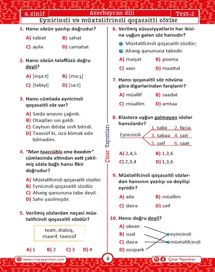 4-cü sinif Bütün Fənlər Sual Dünyası